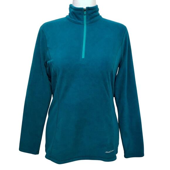 Eddie Bauer NWT Teal Quarter Zip Fleece Women M - Picture 1 of 9
